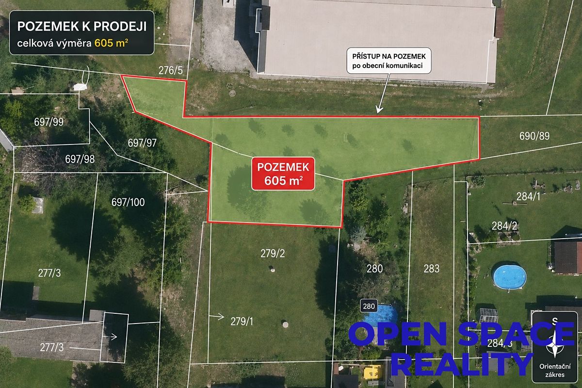Prodej stavebního pozemku 605 m² – fotografie 3