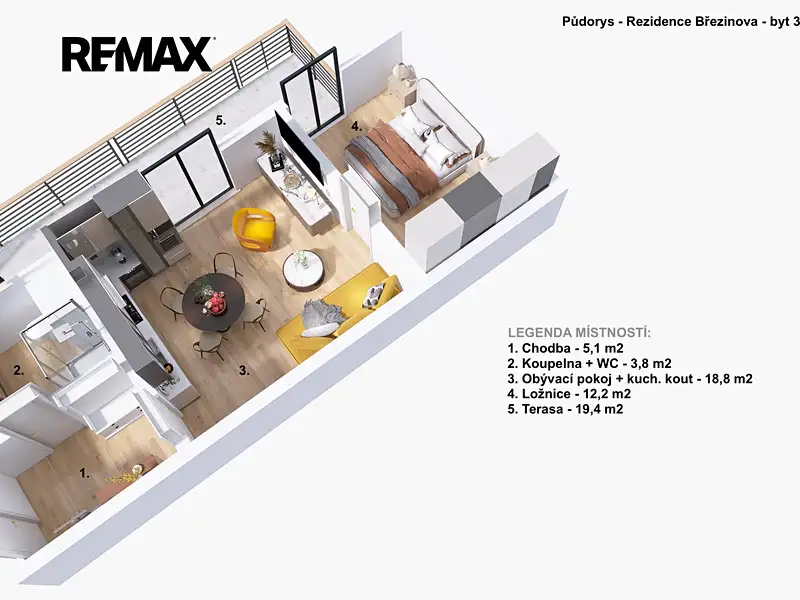 Pronájem bytu 2+kk 39 m², Prostějov – náhled fotky 2