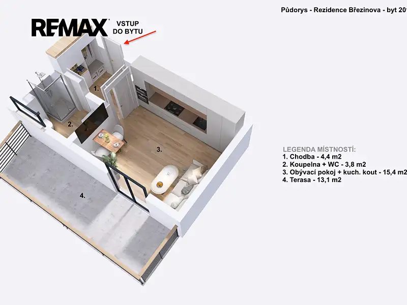 Pronájem bytu 1+kk 23 m², Prostějov – náhled fotky 2