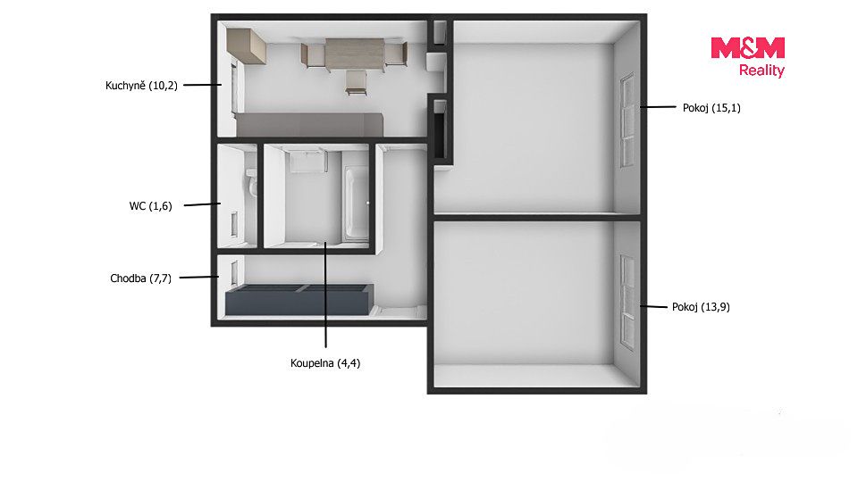 Prodej bytu 2+1 52 m² – fotografie 2