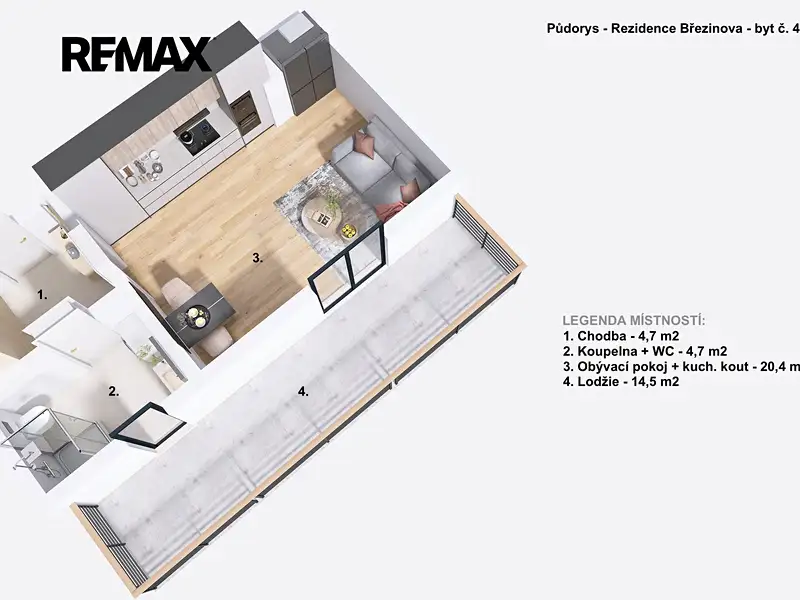 Pronájem bytu 1+kk 29 m², Prostějov – náhled fotky 2