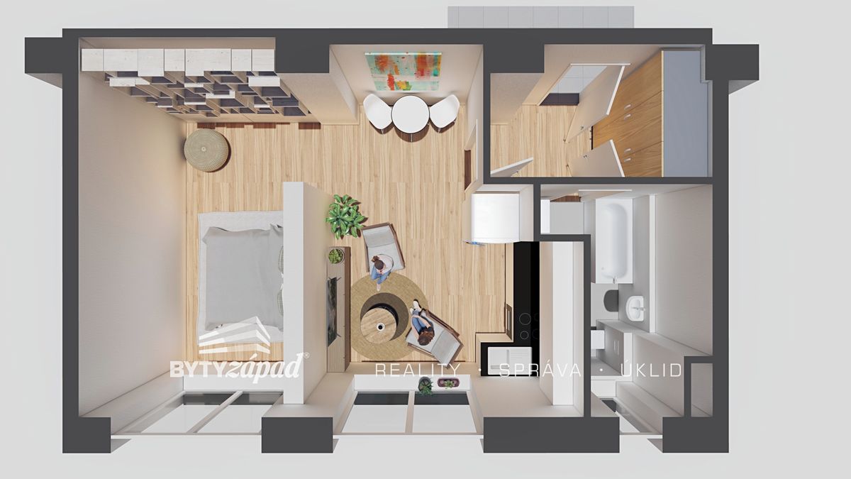 Pronájem bytu 1+kk 45 m²