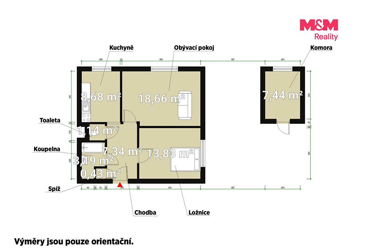 Pronájem bytu 2+1 60 m² – fotografie 2