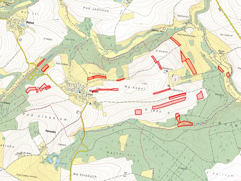 Prodej pole 91762 m², Křešín – náhled fotky 3
