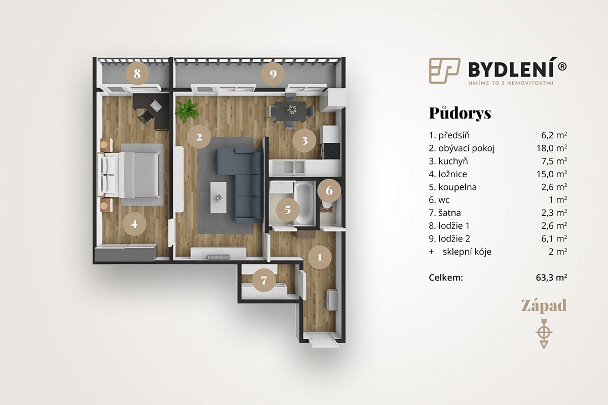 Prodej bytu 2+1 61 m² – fotografie 4