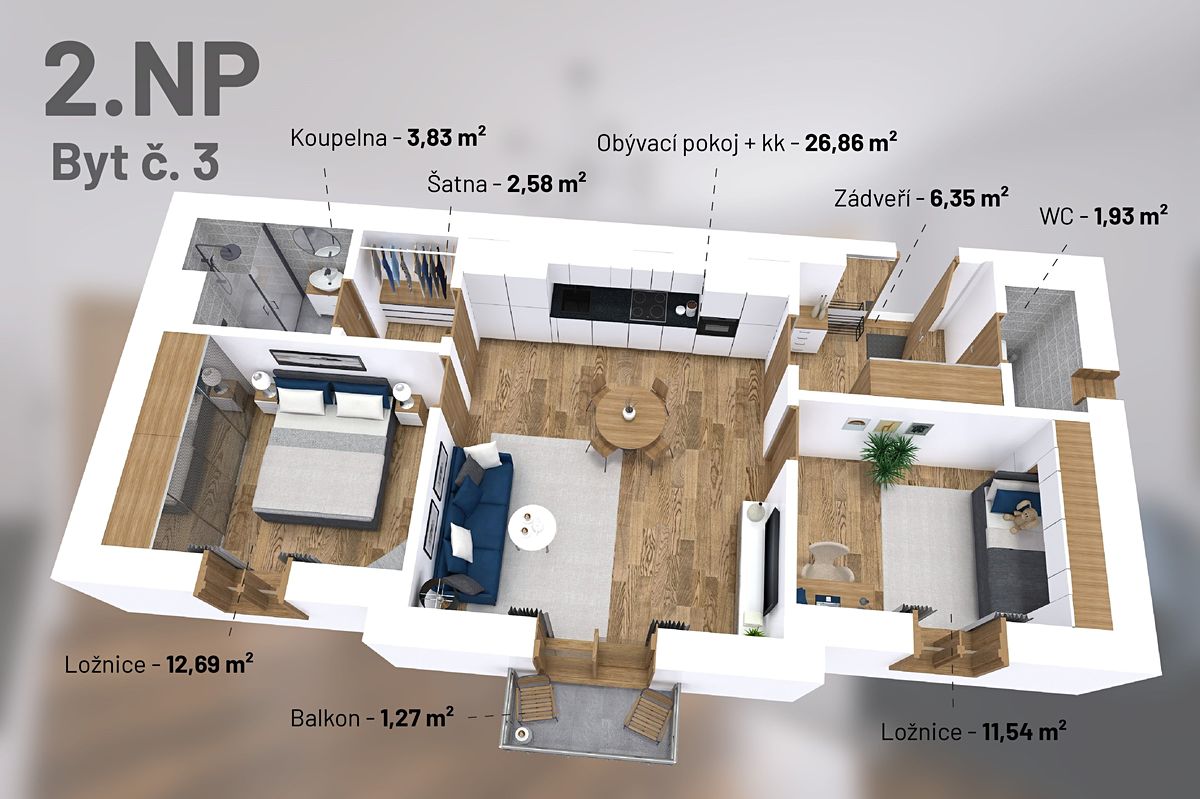 Prodej bytu 3+kk 65 m² – fotografie 5