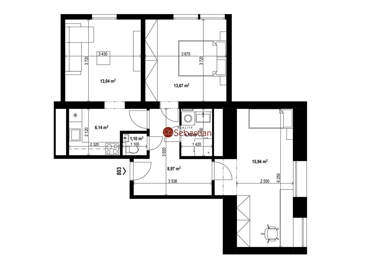 Pronájem bytu 3+1 61 m² – fotografie 3