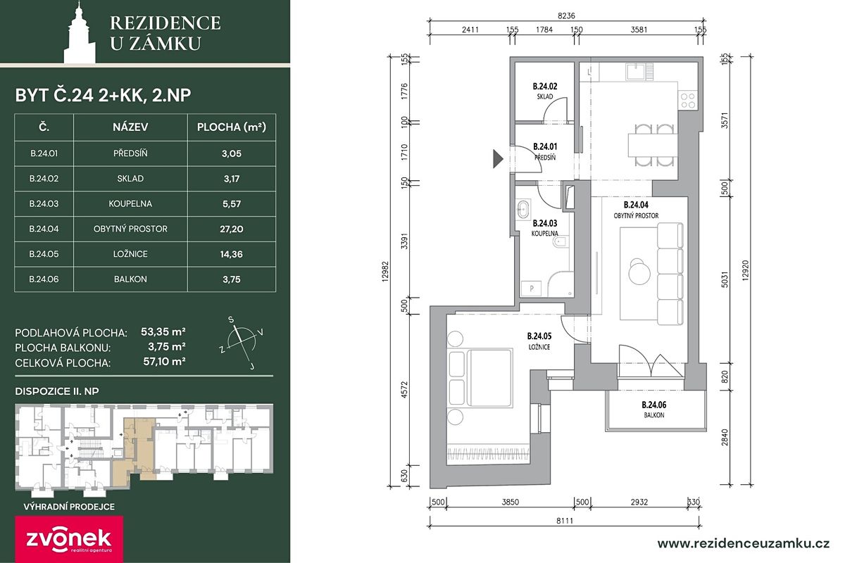 Prodej bytu 2+kk 56 m² – fotografie 2