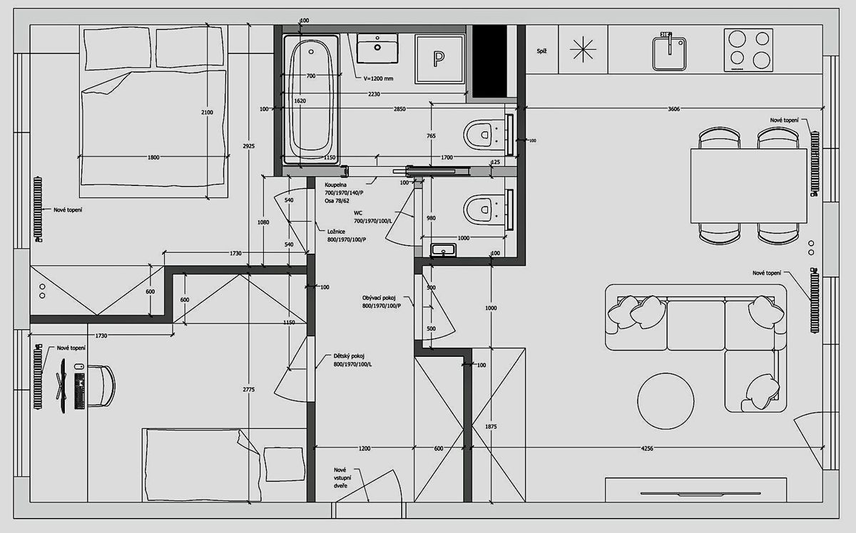 Pronájem bytu 3+kk 55 m² – fotografie 2