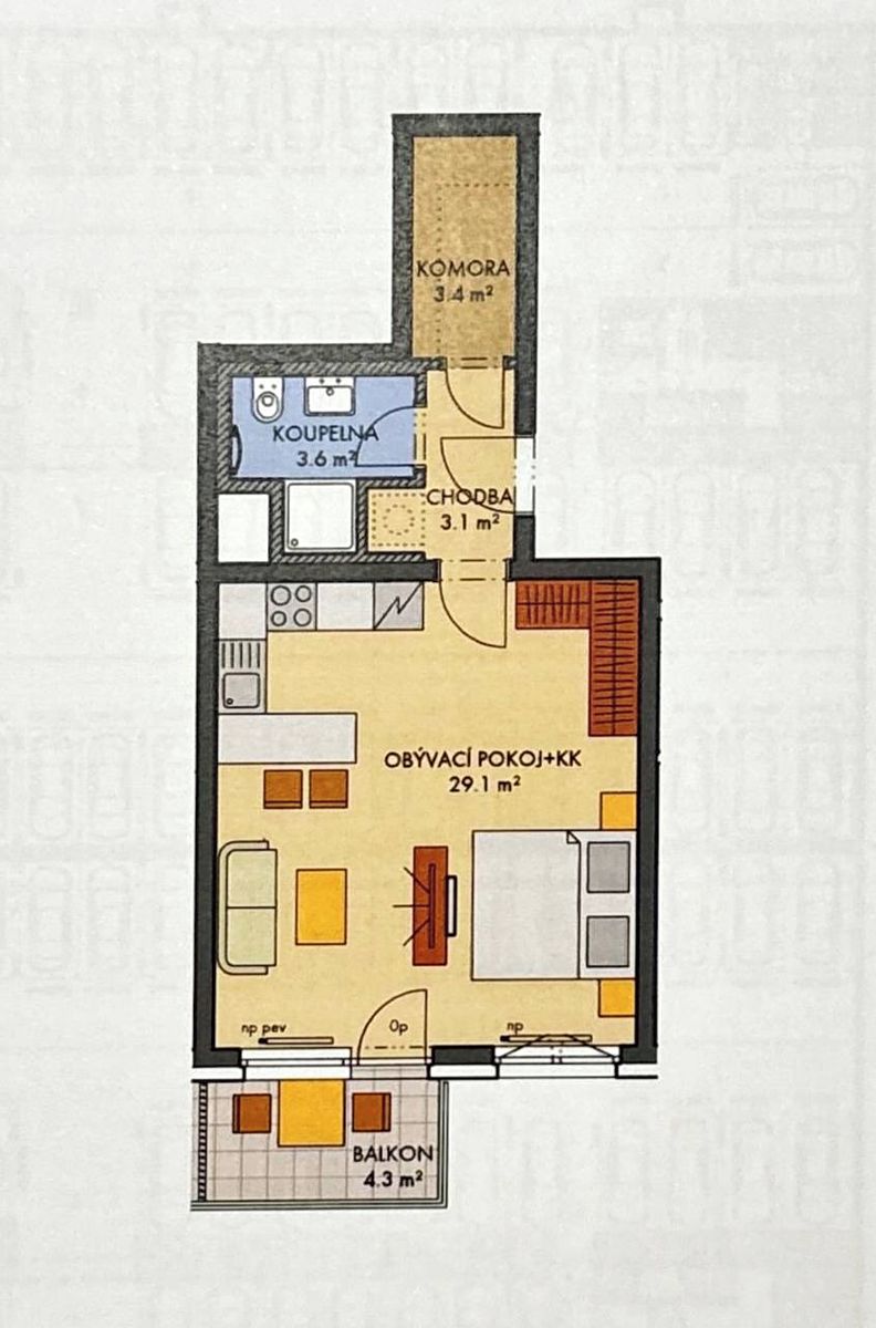 Pronájem bytu 1+kk 41 m² – fotografie 3