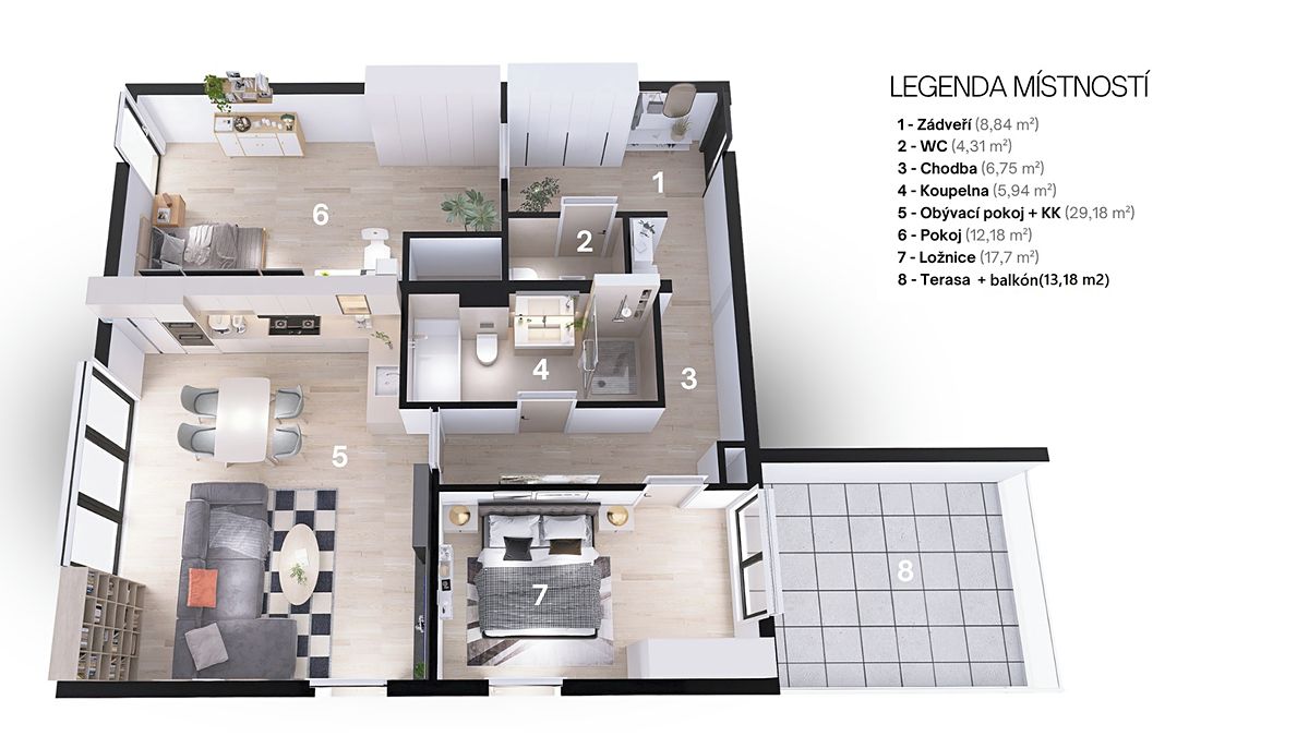 Pronájem bytu 3+kk 82 m² – fotografie 3
