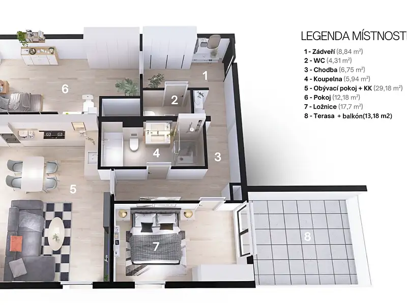 Pronájem bytu 3+kk 82 m², Hradec Králové – náhled fotky 3