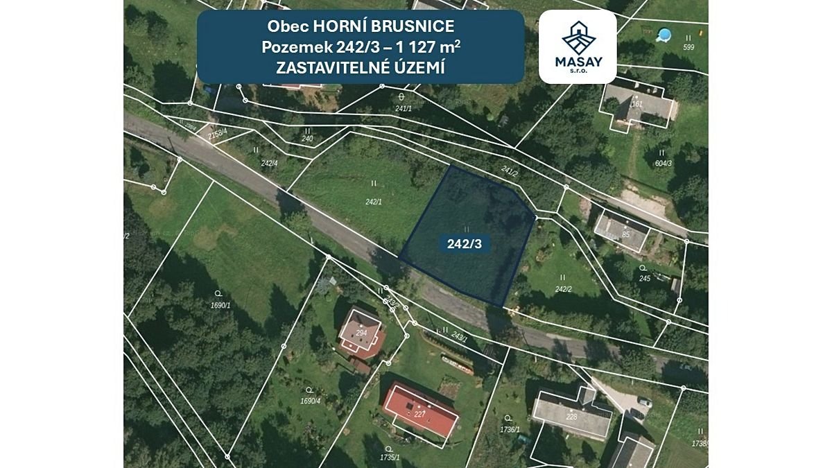 Prodej stavebního pozemku 1127 m²