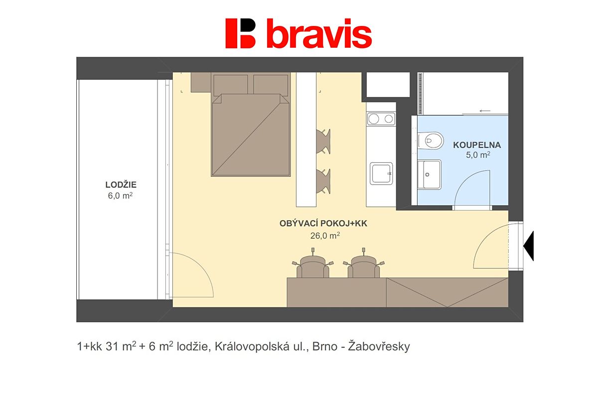 Pronájem bytu 1+kk 31 m² – fotografie 5