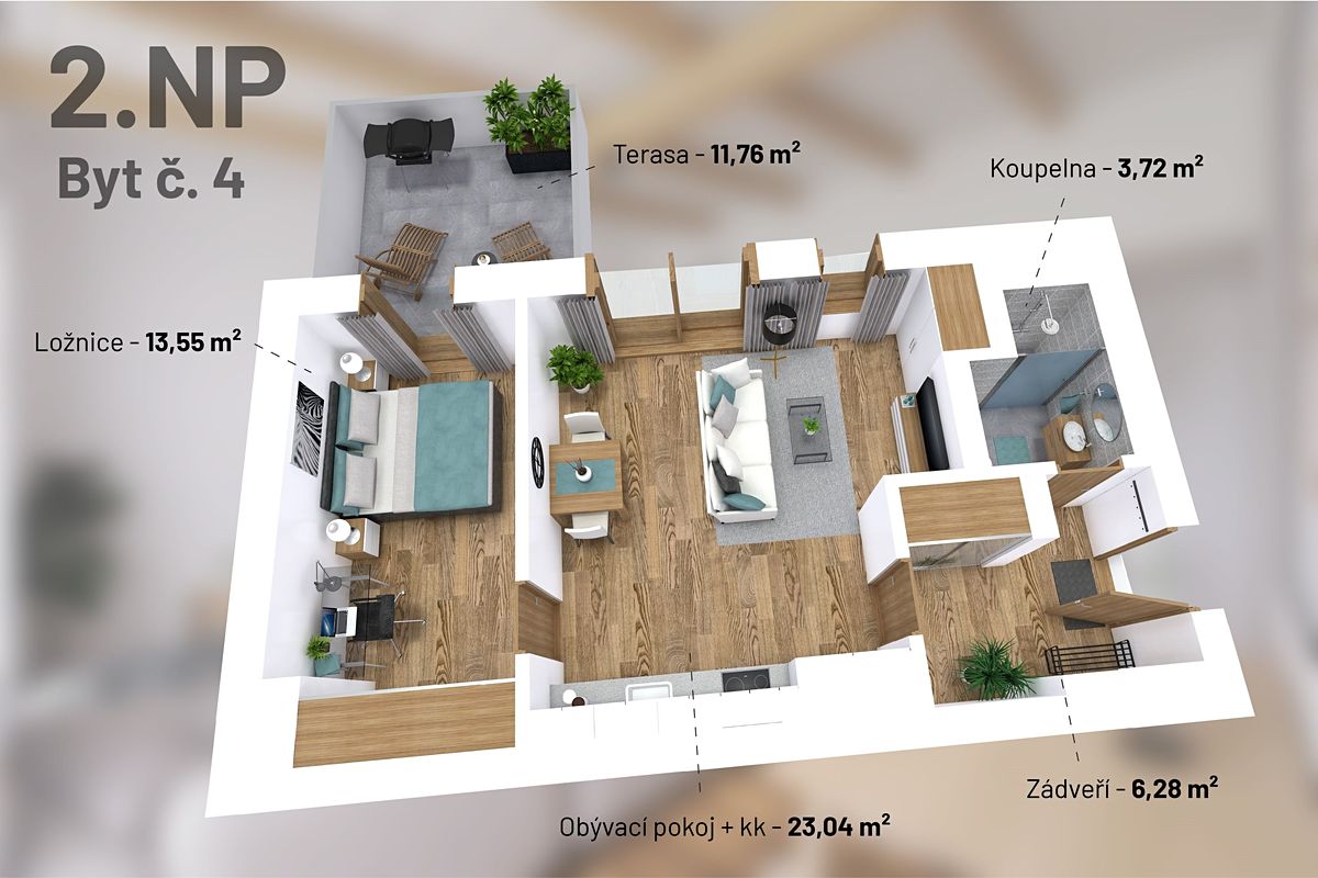 Prodej bytu 2+kk 47 m² – fotografie 3