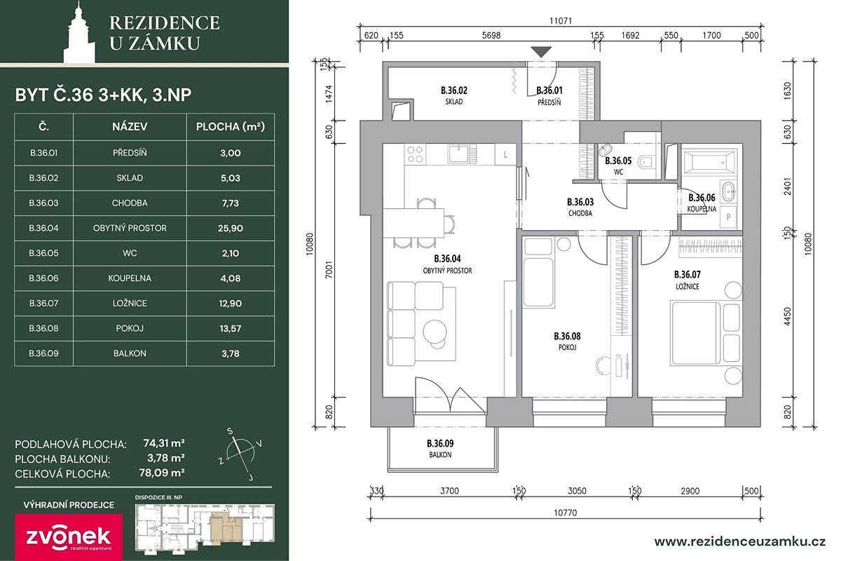 Prodej bytu 3+kk 80 m² – fotografie 3