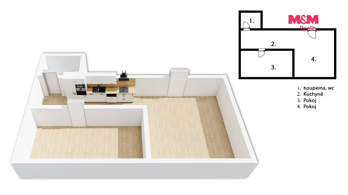 Pronájem bytu 2+kk 50 m² – fotografie 3