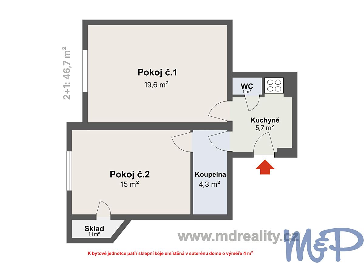 Prodej bytu 2+1 47 m² – fotografie 2