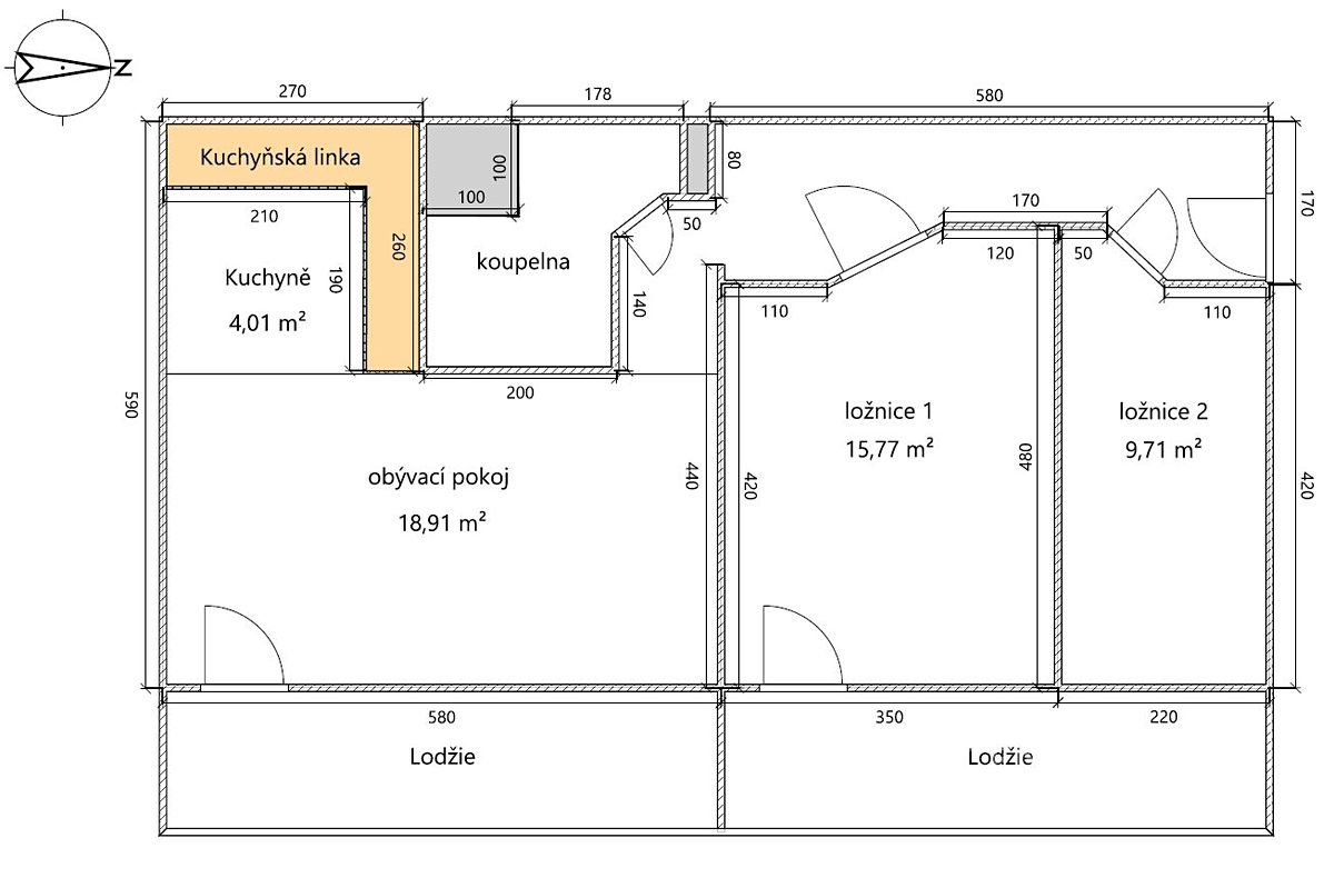 Pronájem bytu 3+kk 68 m² – fotografie 3