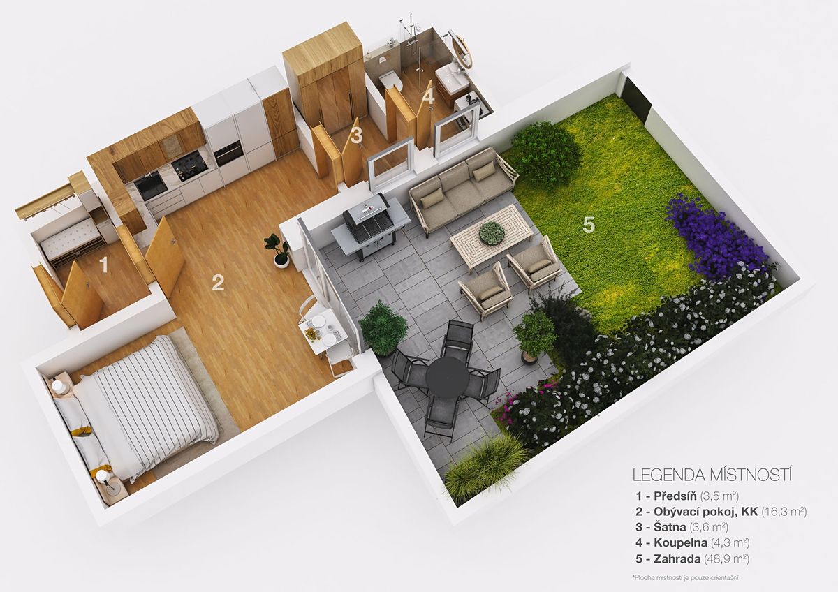 Pronájem bytu 1+kk 38 m² – fotografie 5