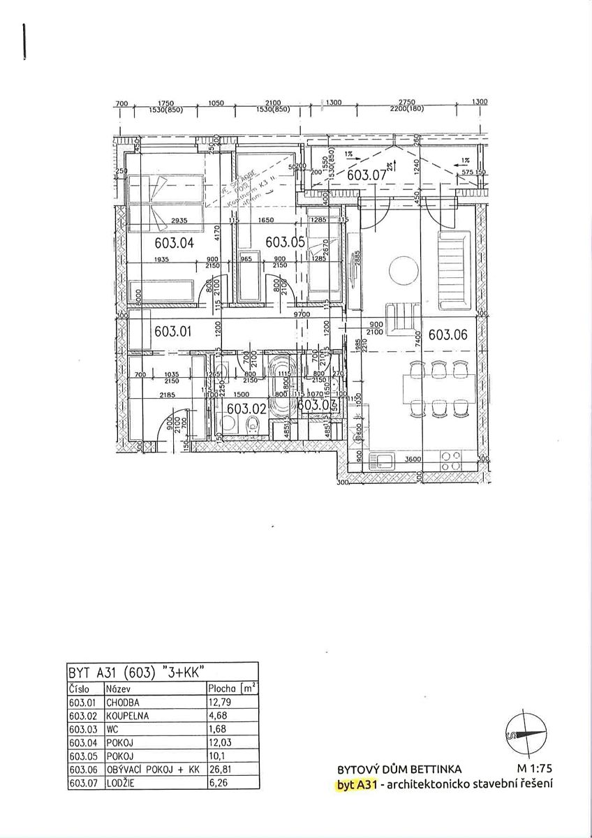 Pronájem bytu 3+kk 68 m² – fotografie 3
