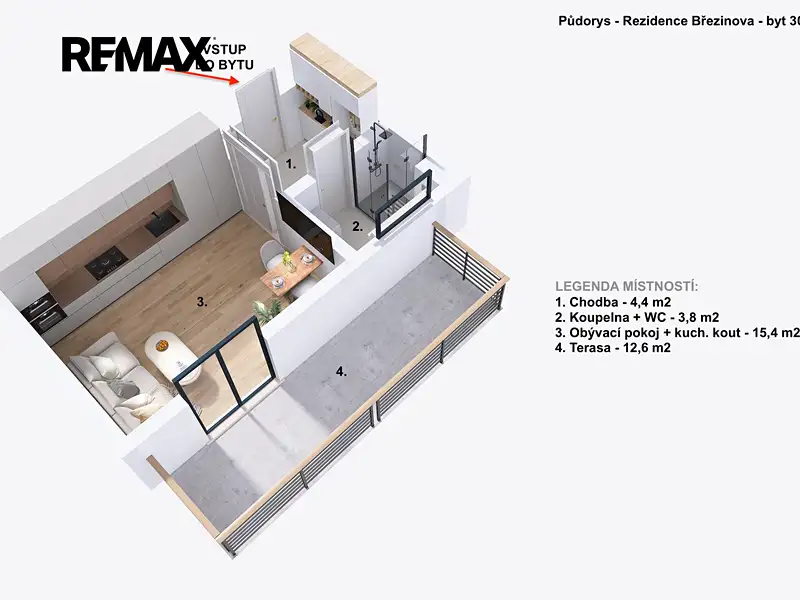 Pronájem bytu 1+kk 23 m², Prostějov – náhled fotky 2