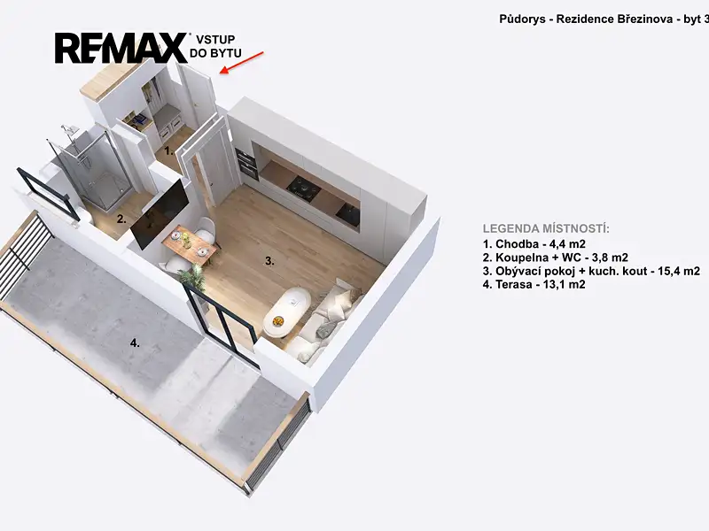Pronájem bytu 1+kk 23 m², Prostějov – náhled fotky 2