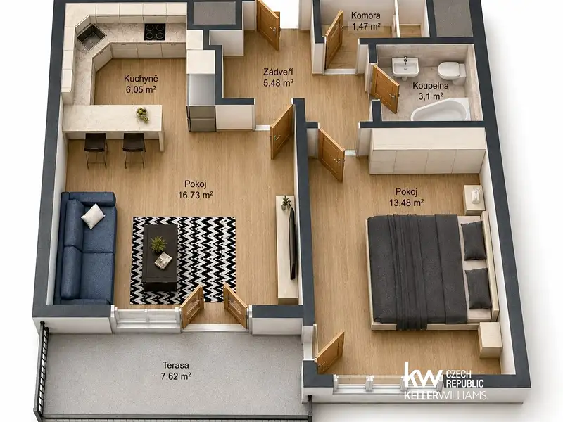 Pronájem bytu 2+kk 46 m², Poděbrady – náhled fotky 3
