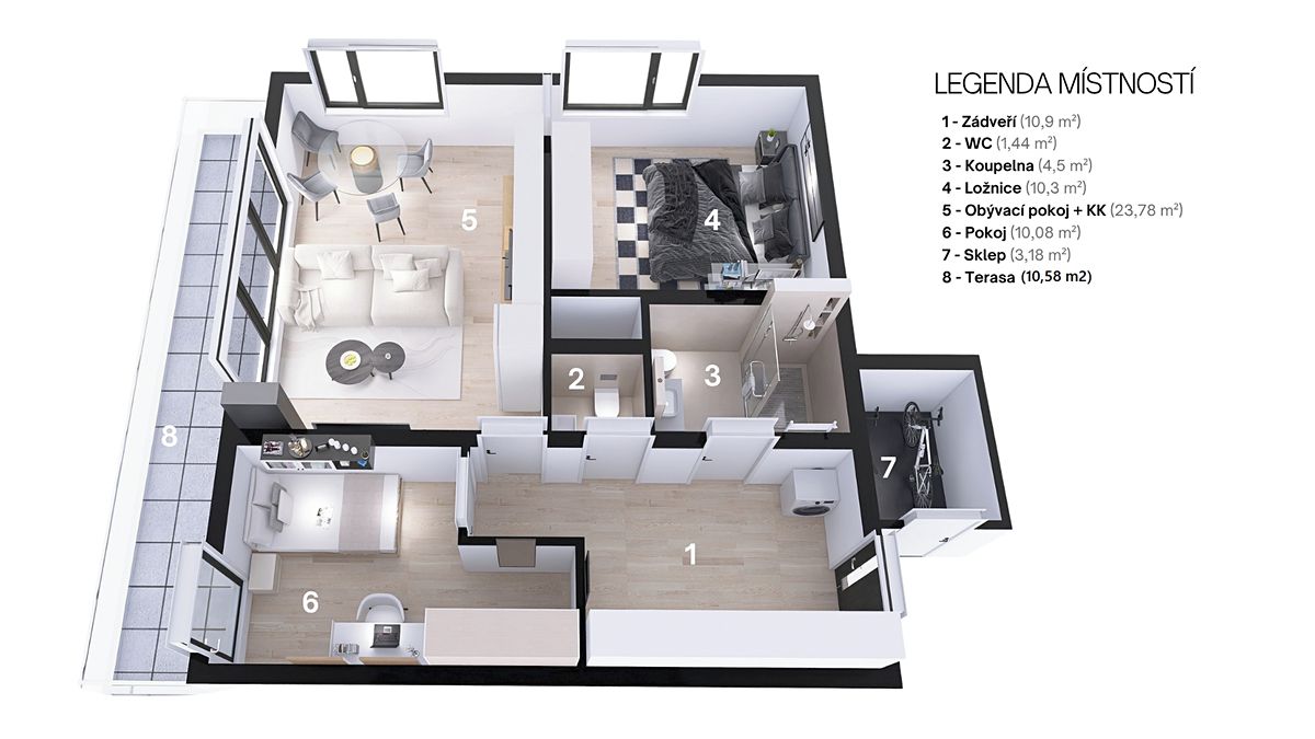 Pronájem bytu 3+kk 76 m² – fotografie 3