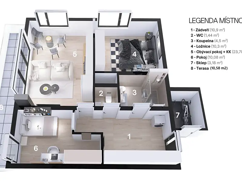 Pronájem bytu 3+kk 76 m², Hradec Králové – náhled fotky 3