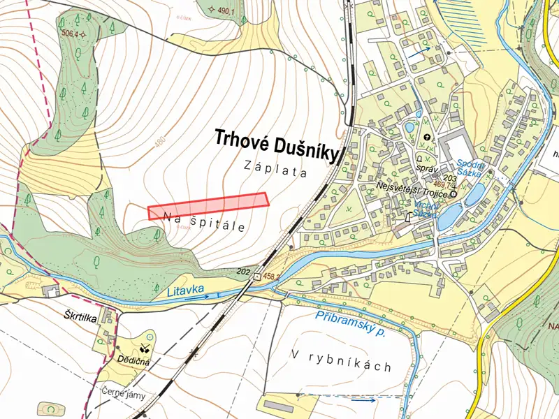 Prodej pole 8631 m², Trhové Dušníky – náhled fotky 2