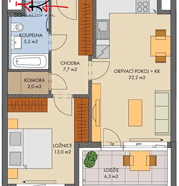 Prodej bytu 2+kk 52 m², Praha – náhled fotky 2