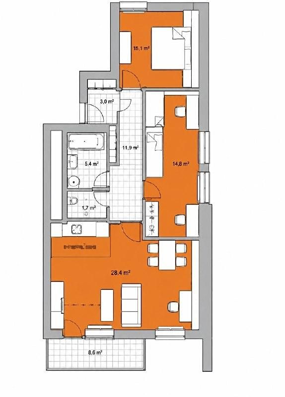 Pronájem bytu 3+kk 90 m² – fotografie 2