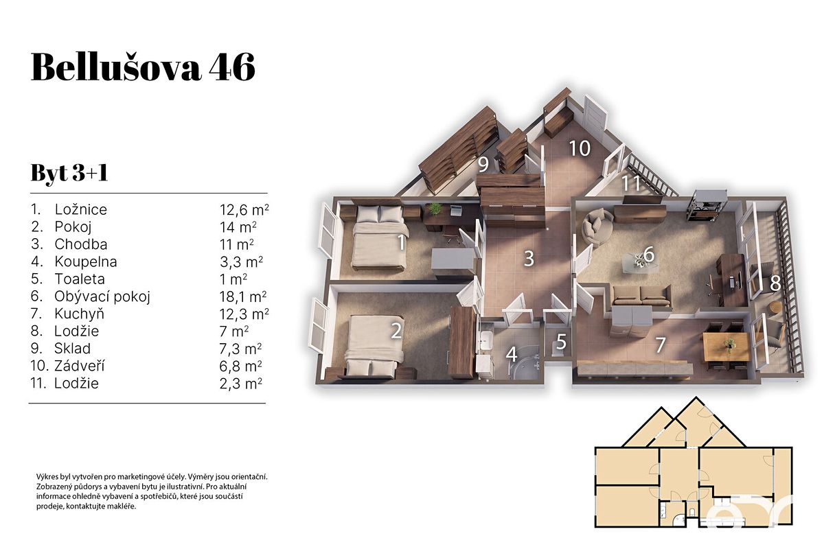 Prodej bytu 3+1 80 m² – fotografie 3