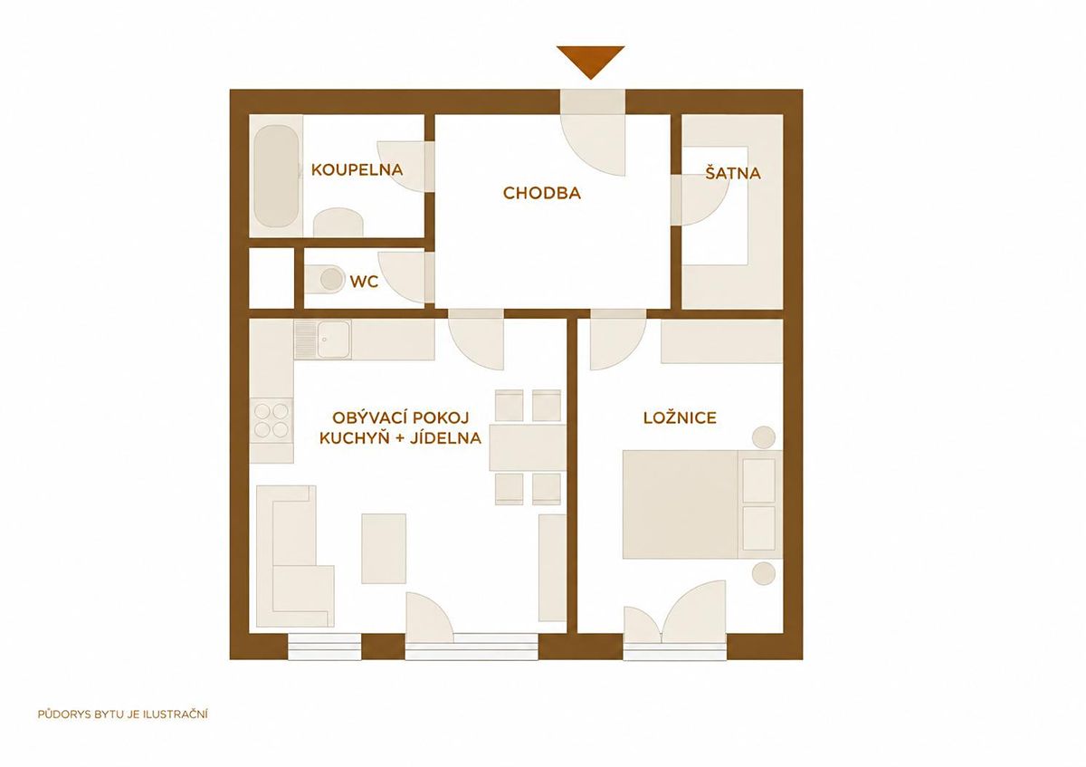 Pronájem bytu 2+kk 60 m² – fotografie 3