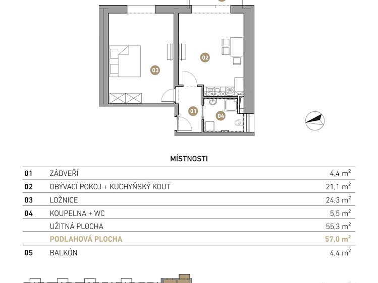Wohnung 2+kk zum Kauf, 57 m² (8 von 11)