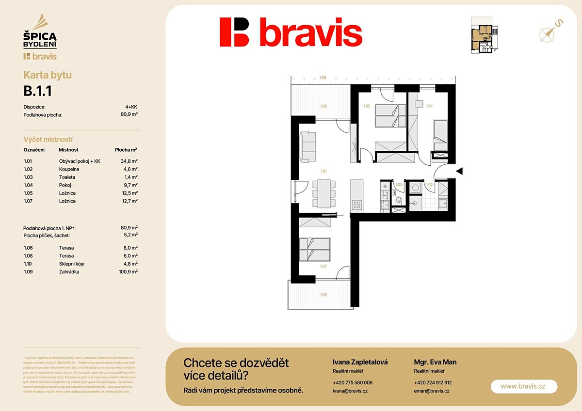 Prodej bytu 4+kk 80 m² – fotografie 4