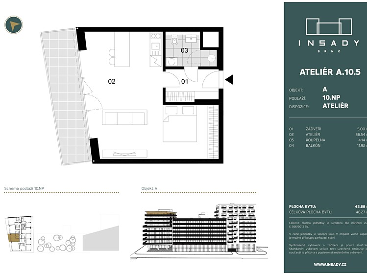 Wohnung 1+kk zur Miete, 46 m² (2 von 9)