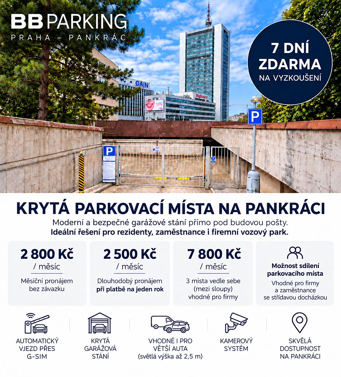Pronájem garážového stání 14 m², Praha – fotka 1 z 3