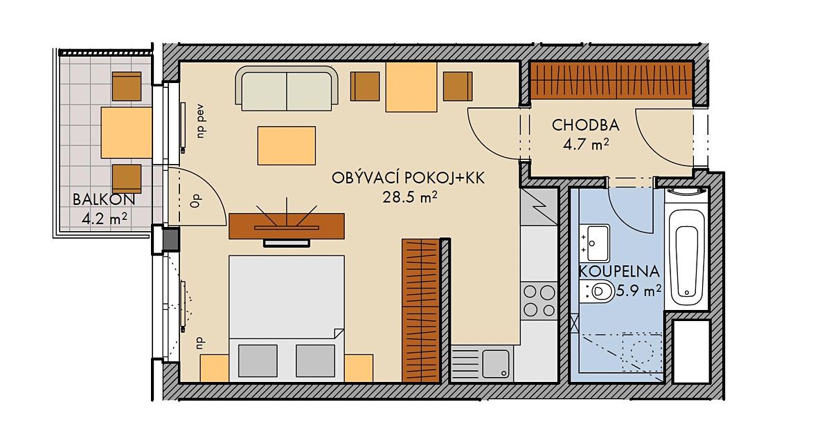 Prodej bytu 1+kk 40 m² – fotografie 3