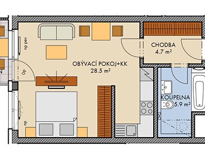 Wohnung 1+kk zum Kauf, 40 m² (3 von 13)