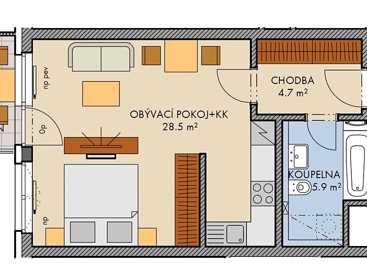 Wohnung 1+kk zum Kauf, 40 m² (3 von 13)