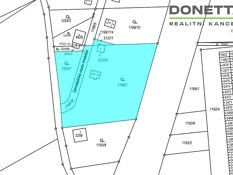 Prodej stavebního pozemku 2249 m², Hradec Králové – náhled fotky 3