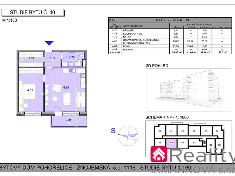 Prodej bytu 2+kk 61 m², Pohořelice – náhled fotky 2