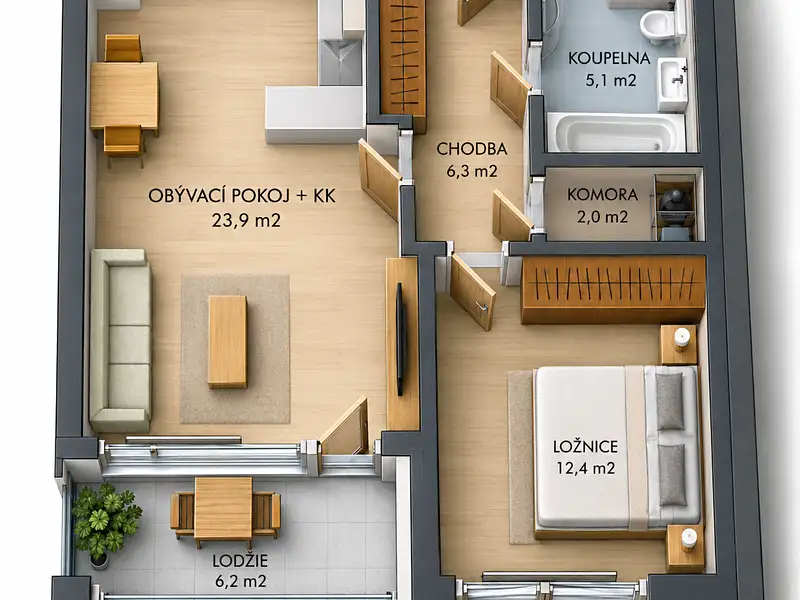 Prodej bytu 2+kk 52 m², Praha – náhled fotky 3