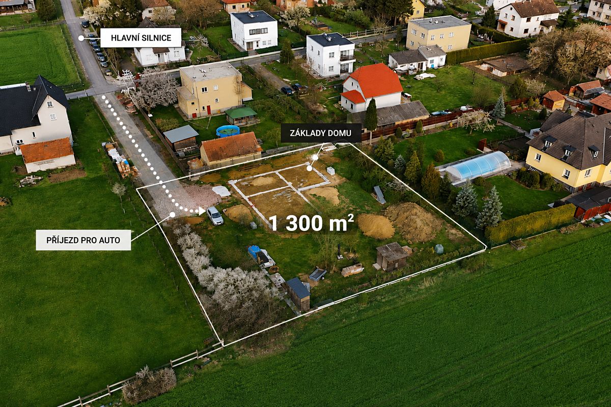 Prodej stavebního pozemku 1300 m² – fotografie 2