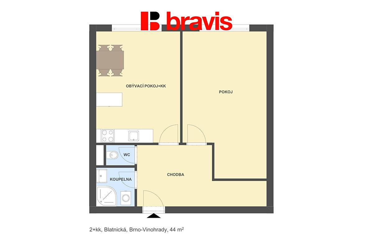 Pronájem bytu 2+kk 44 m² – fotografie 5