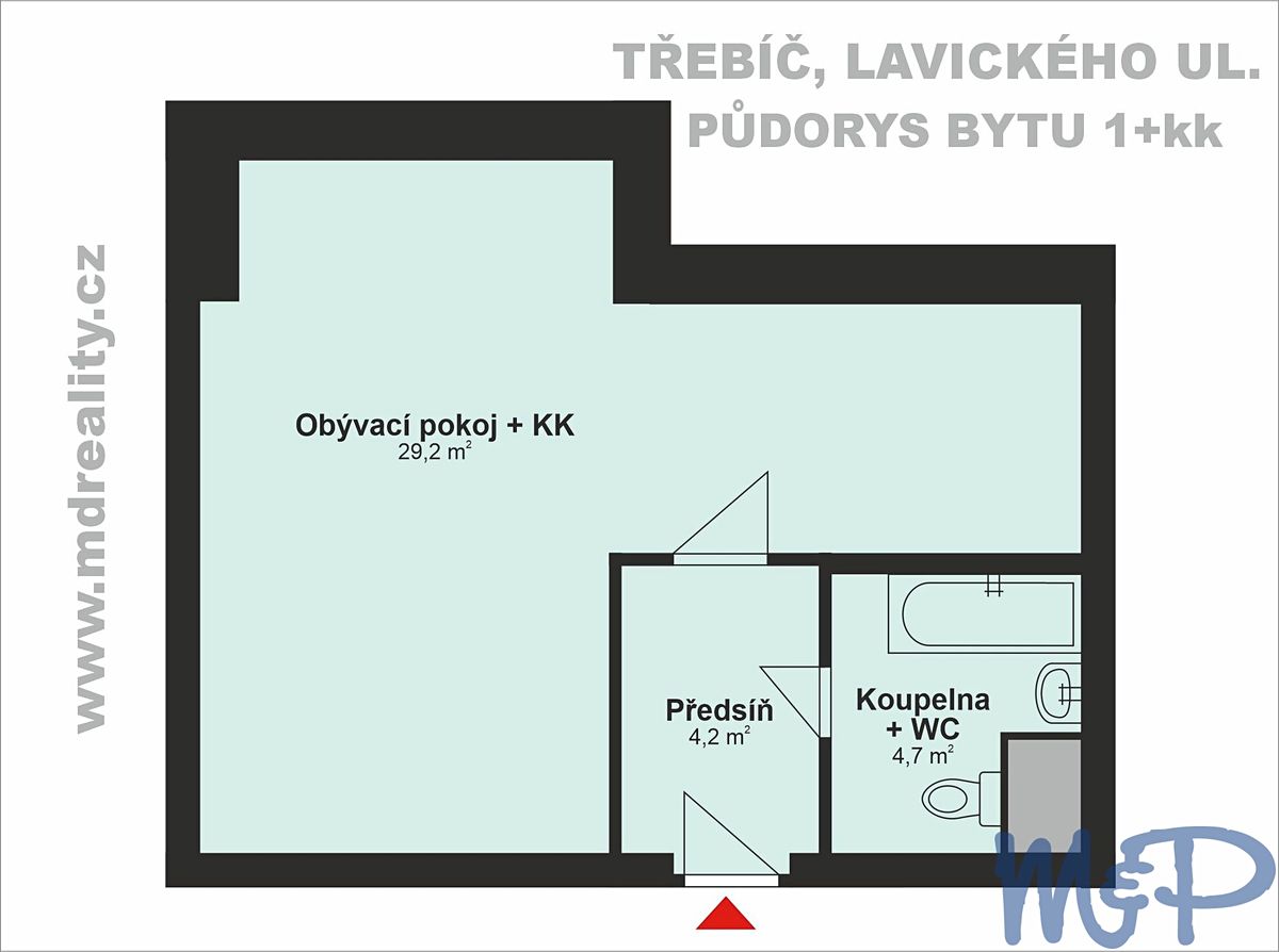 Pronájem bytu 1+kk 38 m² – fotografie 2