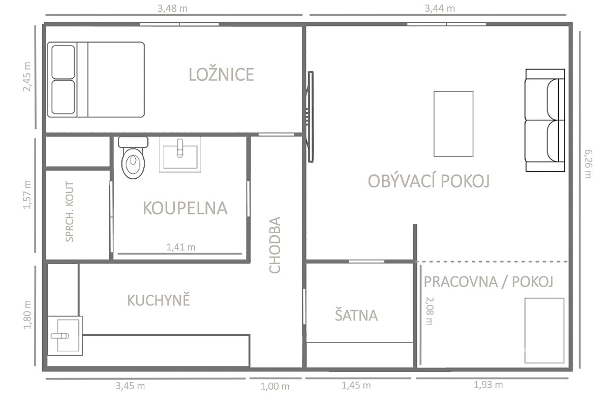 Pronájem bytu 2+kk 42 m² – fotografie 5
