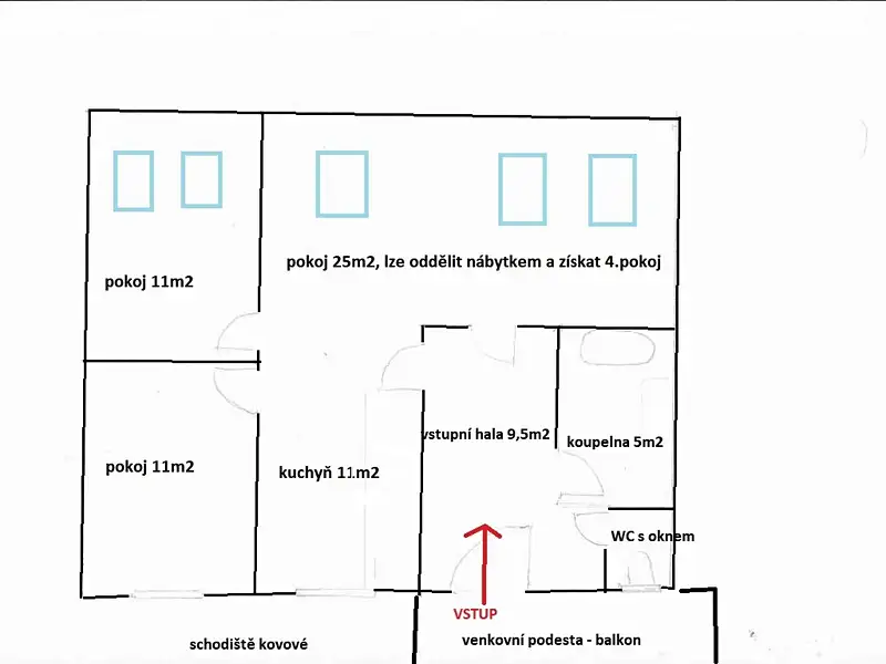 Pronájem bytu 3+1 74 m², Praha – náhled fotky 2